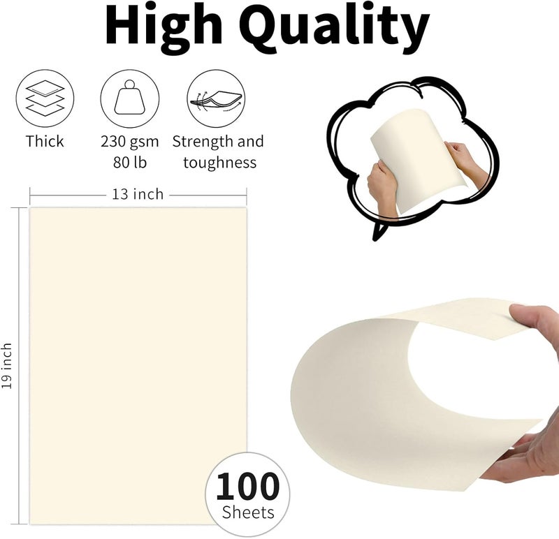 Goefun 13x19 Cream Cardstock 100 Sheets, Thick Cardstock Ivory 80lb, Premium Heavy Weight Card Stock Paper for Inkjet or Laser Printers, Photos, Poster, Menu, Drawing and DIYs - Image 2